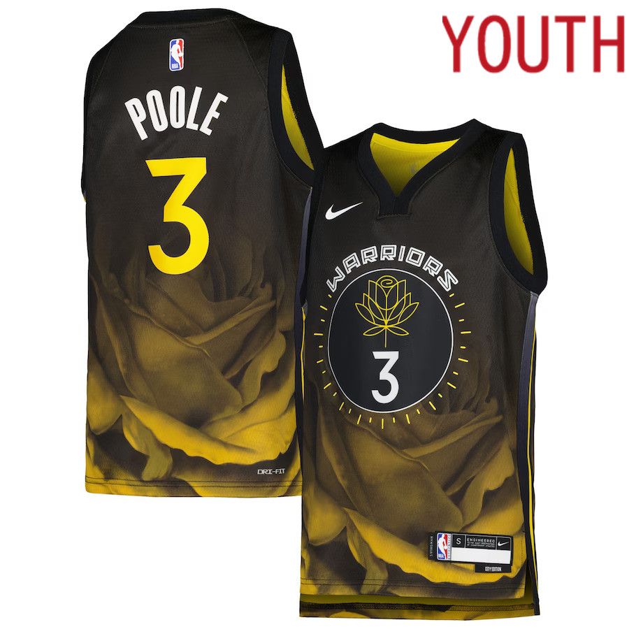 Youth Golden State Warriors #3 Jordan Poole Nike Black 2022-23 Swingman NBA Jersey